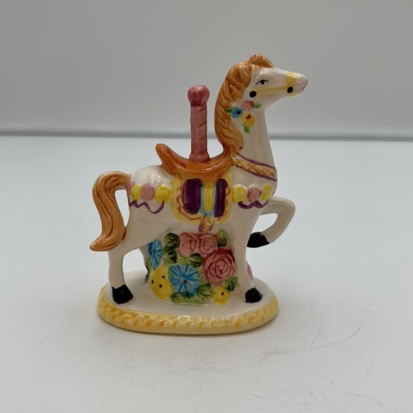 Vintage 1993 Handcrafted Merry-Go-Round Carousel Horse Porcelain Ceramic Pastel - Picture 5 of 16